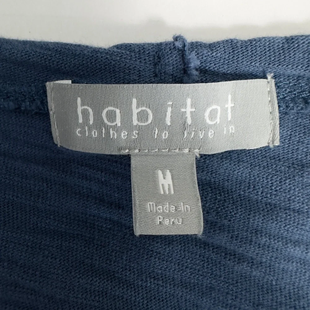 Habitat Peruvian Cotton Slub Pieced Tunic Top Womens Medium Blue Lagenlook Boho - Picture 3 of 13